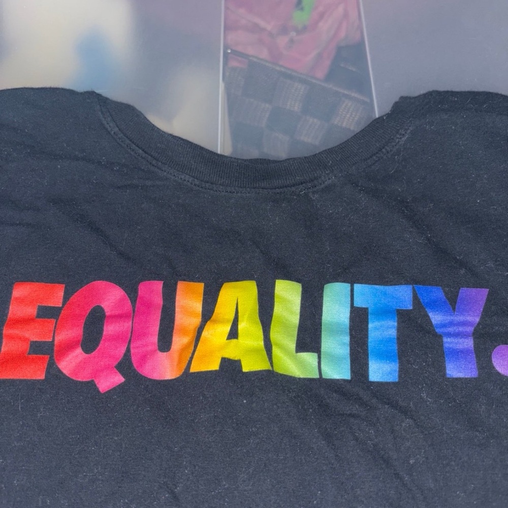 Nike Black and Red Short Sleeve Tee Equality Graphic